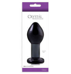 Большая темно-серая стеклянная анальная пробка Crystal Large - 8,5 см.
