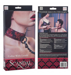 Атласный ошейник с цепью Scandal Collar with Leash