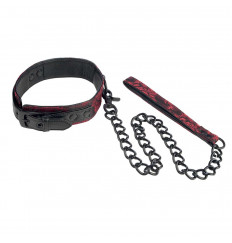 Атласный ошейник с цепью Scandal Collar with Leash