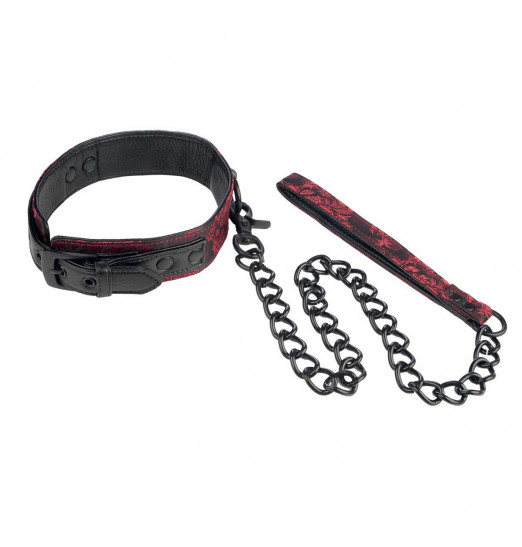 Атласный ошейник с цепью Scandal Collar with Leash