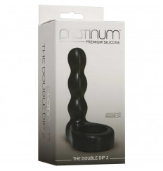 Черный анальный стимулятор с силиконовым кольцом Platinum Premium Silicone - The Double Dip 2 - Black