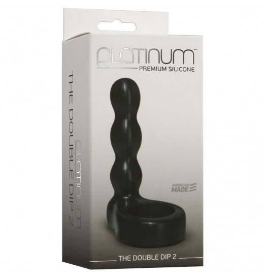 Черный анальный стимулятор с силиконовым кольцом Platinum Premium Silicone - The Double Dip 2 - Black Черный анальный стимулятор с силиконовым кольцом Platinum Premium Silicone - The Double Dip 2 - Black
