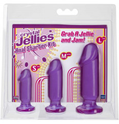 Набор из трех фиолетовых анальных фаллоимитаторов Crystal Jellies Anal Starter Kit