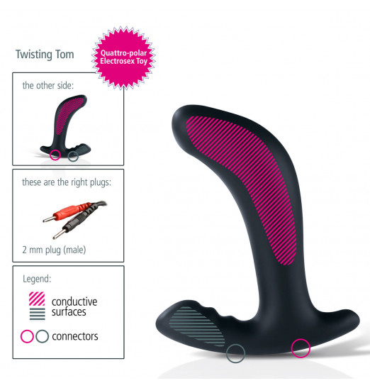 Электрический стимулятор простаты Twisting Tom - 13 см.