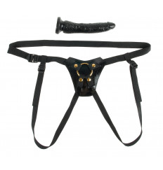 Чёрный с золотом женский страпон Designer Strap-On