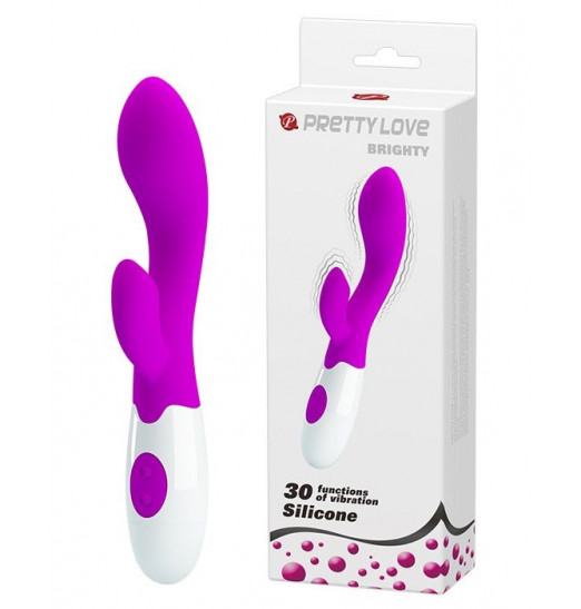 Лиловый вибратор Brighty с клиторальным отростком - 20 см. Лиловый вибратор Brighty с клиторальным отростком - 20 см.