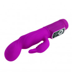 Лиловый вибратор с клиторальной стимуляцией Body Touch - 22,5 см.