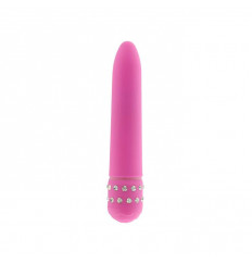 Розовый мультискоростной вибратор DIAMOND PINK SUPERBE VIBE - 15 см.