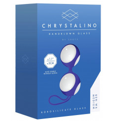 Белые стеклянные вагинальные шарики Ben Wa Medium в синей оболочке