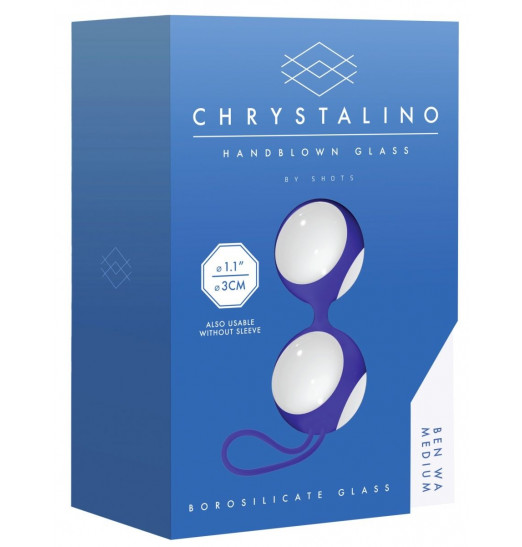 Белые стеклянные вагинальные шарики Ben Wa Medium в синей оболочке