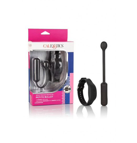 Черное виброяйцо с браслетом-пультом Wristband Remote Petite Bullet