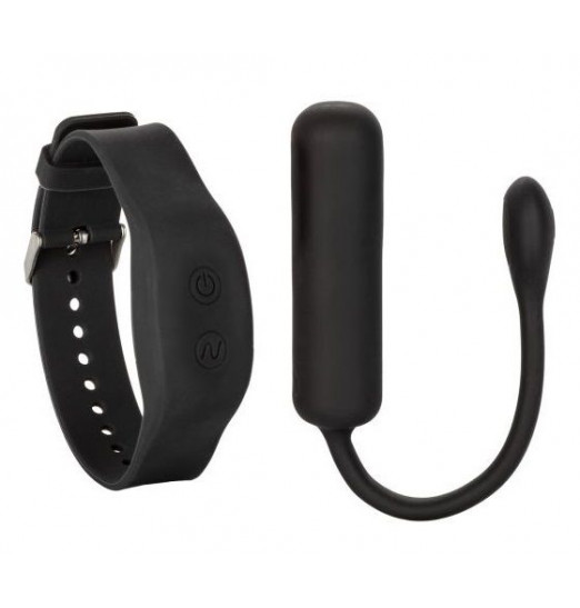 Черное виброяйцо с браслетом-пультом Wristband Remote Petite Bullet