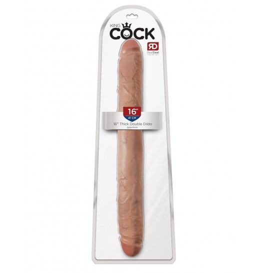 Кофейный двусторонний фаллоимитатор 16  Thick Double Dildo - 40,6 см.