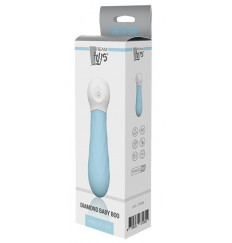 Голубой силиконовый мини-вибромассажер DIAMOND BABY BOO - 12 см.
