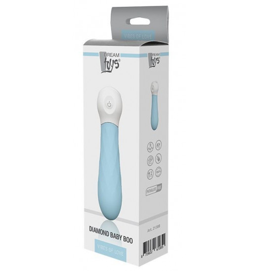 Голубой силиконовый мини-вибромассажер DIAMOND BABY BOO - 12 см. Голубой силиконовый мини-вибромассажер DIAMOND BABY BOO - 12 см.