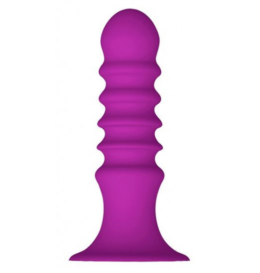 Фиолетовый ребристый анальный стимулятор RIBBED PLUG - 13,5 см.