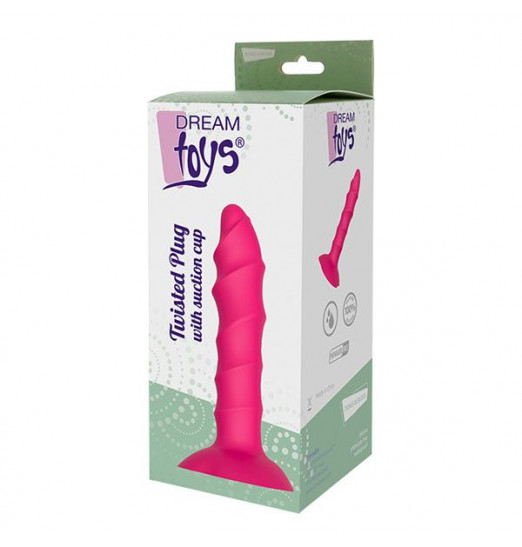 Розовый ребристый анальный фаллоимитатор TWISTED PLUG - 14 см.
