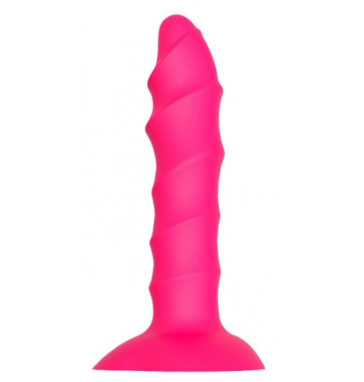 Розовый ребристый анальный фаллоимитатор TWISTED PLUG - 14 см.