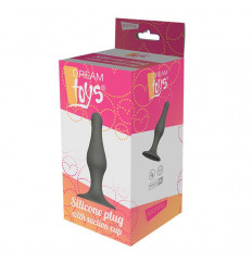 Серый удлиненный анальный стимулятор PLUG WITH SUCTION CUP - 15,6 см.