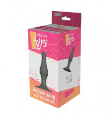 Серый удлиненный анальный стимулятор PLUG WITH SUCTION CUP - 12,7 см.