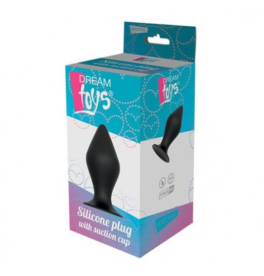 Черная анальная пробка PLUG WITH SUCTION CUP - 14,6 см.