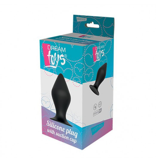 Черная анальная пробка PLUG WITH SUCTION CUP - 11 см.