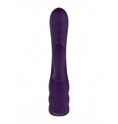 Фиолетовый вибратор с клиторальным стимулятором Nalone PureX2 - 20,7 см.