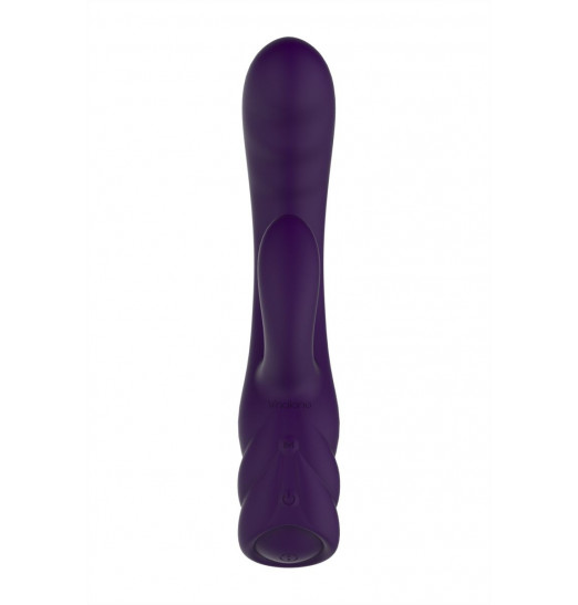 Фиолетовый вибратор с клиторальным стимулятором Nalone PureX2 - 20,7 см.