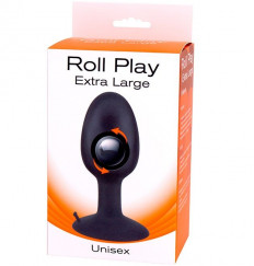Черная анальная втулка со смещенным центром тяжести ROLL PLAY EXTRA LARGE - 12 см.