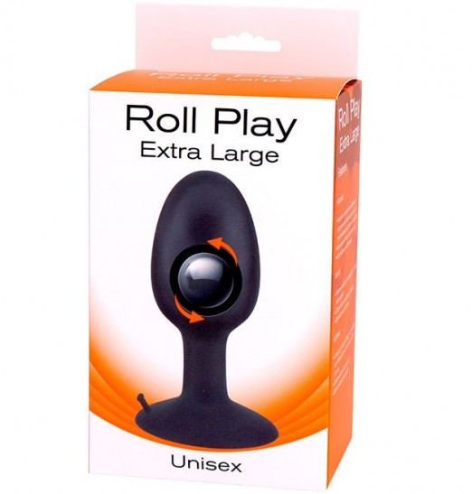 Черная анальная втулка со смещенным центром тяжести ROLL PLAY EXTRA LARGE - 12 см.