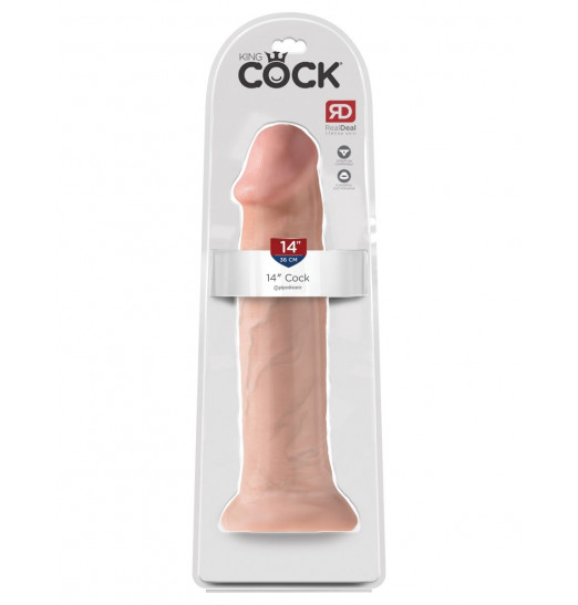 Телесный фаллоимитатор-гигант на присоске 14  Cock - 36 см.