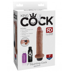 Кофейный фаллоимитатор с имитацией семяизвержения 7  Squirting Cock - 21,6 см.