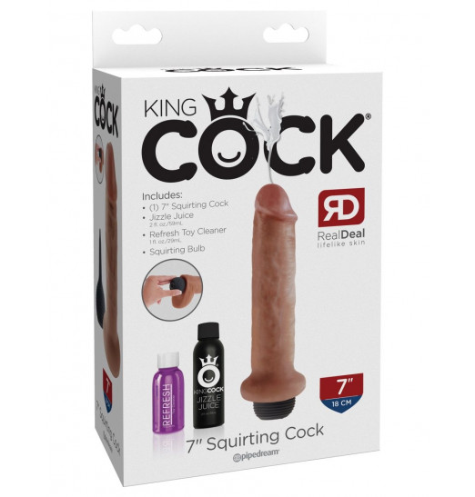 Кофейный фаллоимитатор с имитацией семяизвержения 7  Squirting Cock - 21,6 см.
