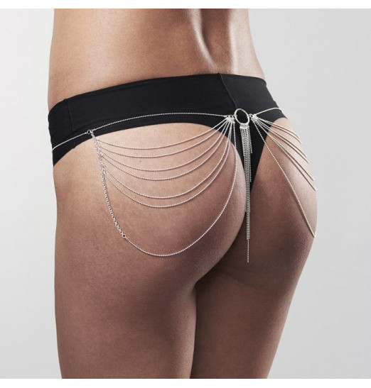 Серебристое украшение из цепочек Magnifique Metallic chain waist jewelry