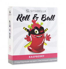 Стимулирующий презерватив-насадка Roll   Ball Raspberry