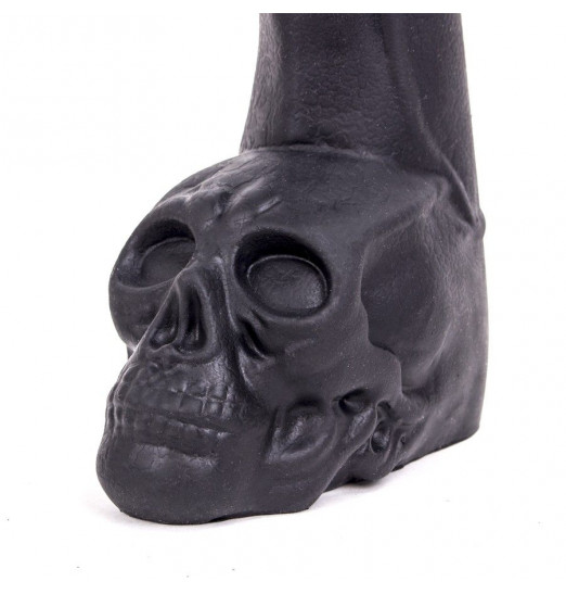 Черный фаллоимитатор-гигант с черепом Cock with Skull - 28 см.