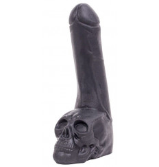 Черный фаллоимитатор-гигант с черепом Cock with Skull - 28 см.