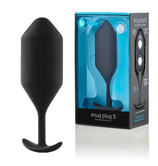 Чёрная пробка для ношения B-vibe Snug Plug 5 - 14 см.