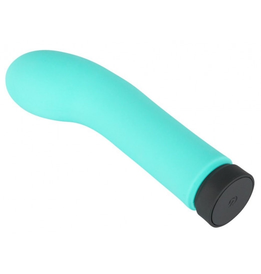 Бирюзовый мини-вибратор с загнутой головкой Power Vibe Curvy - 12 см.