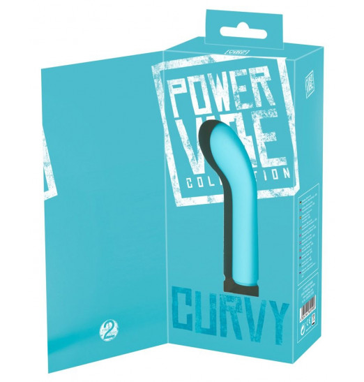 Бирюзовый мини-вибратор с загнутой головкой Power Vibe Curvy - 12 см.
