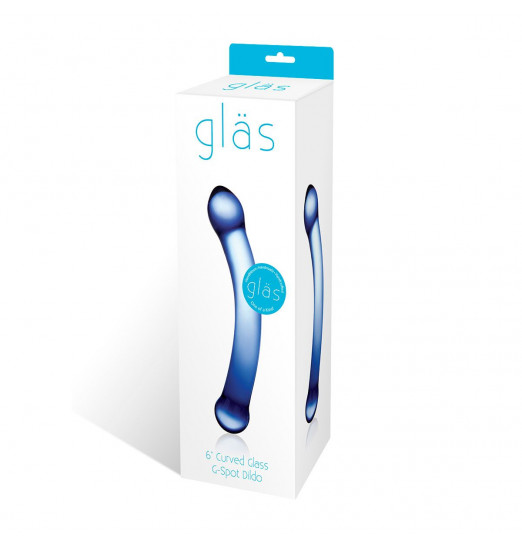 Синий изогнутый фаллоимитатор Curved G-Spot Glass Dildo - 16 см.