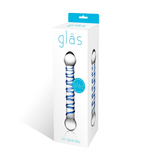 Прозрачный фаллос с голубой спиралью Spiral Dildo - 17 см.
