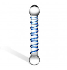 Прозрачный фаллос с голубой спиралью Spiral Dildo - 17 см.