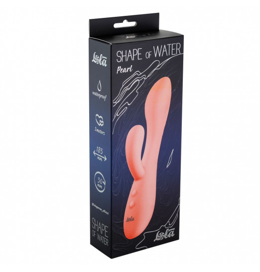 Розовый вибратор Shape of water Pearl с клиторальным отростком - 18,5 см.