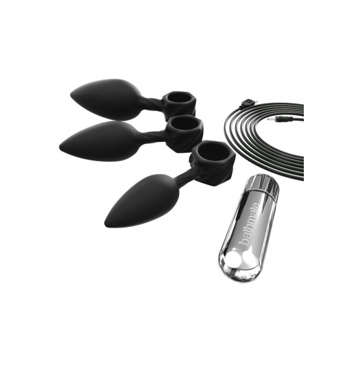 Набор из 3 анальных плагов и вибропули Bathmate Anal Training Plugs VIBE