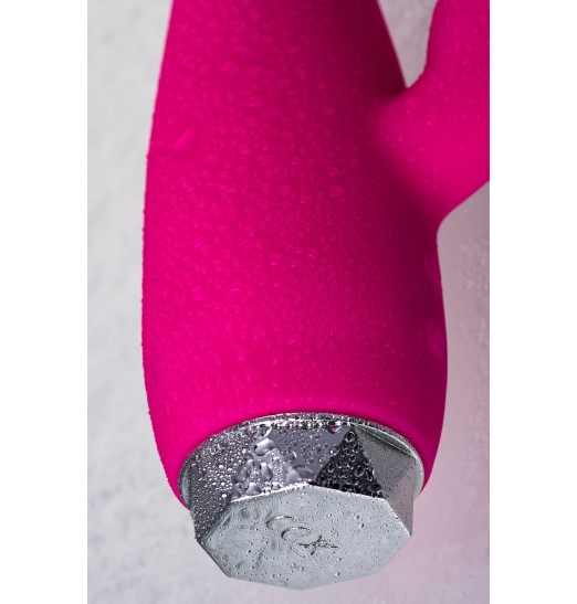 Розовый вибратор с клиторальным стимулятором L EROINA - 17 см.