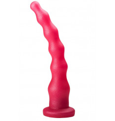 Розовый удлинённый анальный стимулятор с шариками - 22 см.