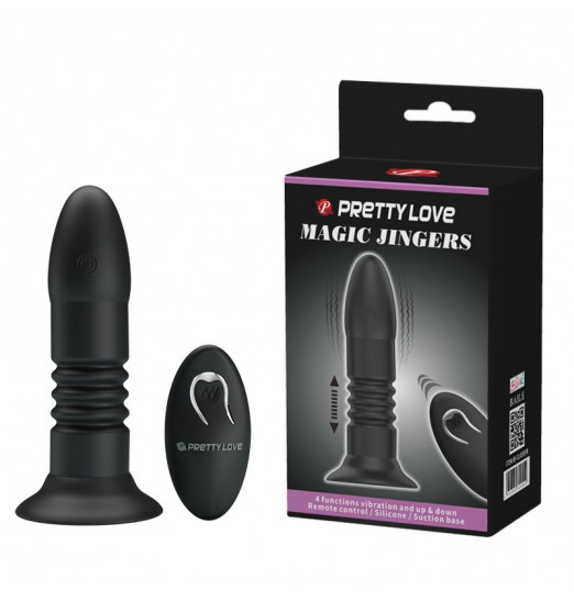 Черный анальный вибростимулятор Magic Jingers с пультом ДУ - 13,8 см.