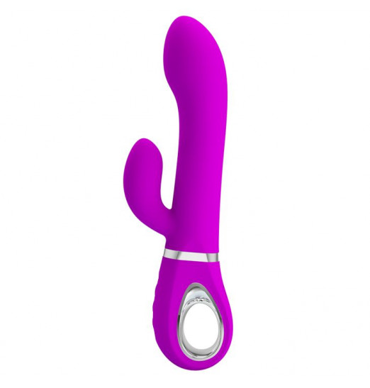 Лиловый вибратор-ротатор с клиторальным отростком Ternence - 19,6 см.