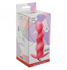 Розовая фигурная анальная вибропробка Spiral Anal Plug - 12 см.
